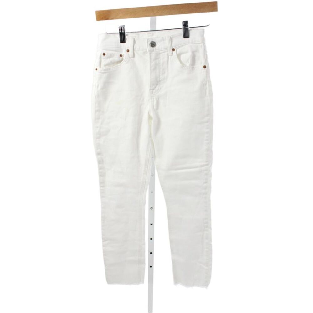 Grlfrnd Womens White High Rise Skinny Jeans Button Fly Inseam 24 Size 24